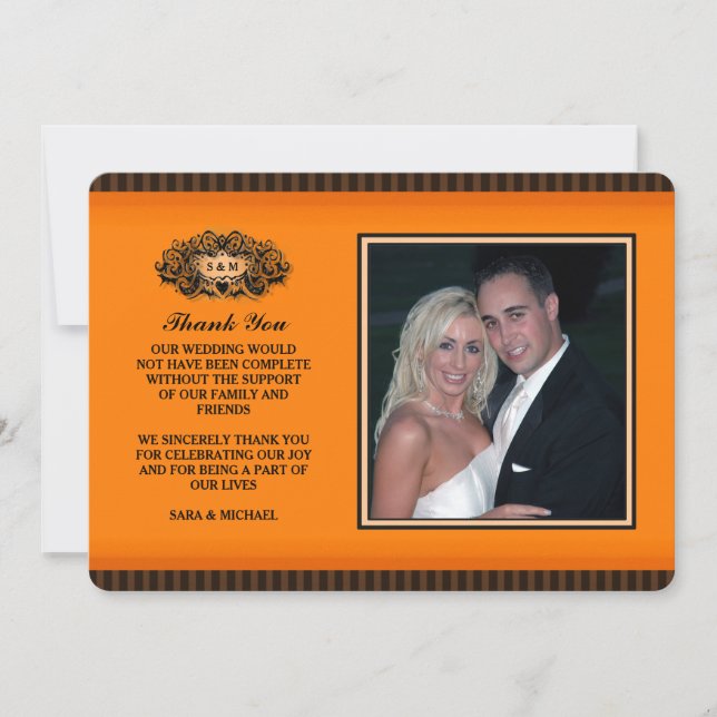 Danke Foto-Karte - Orange u. Schwarzes (Vorderseite)