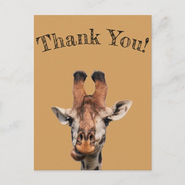 Danke,Foto lustiger Giraffe,Minimalist Postkarte (Vorderseite)