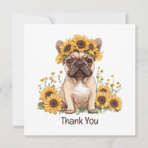 Danke, French Bulldog Sunflores Dankeskarte