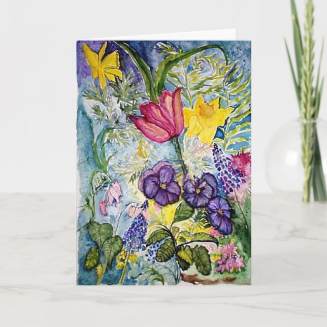 Danke - Frühlings-Blumen Watercolor (Vorderseite)