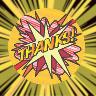 Danke Fun Modernes Comic Buch Vielen Dank Runder Aufkleber