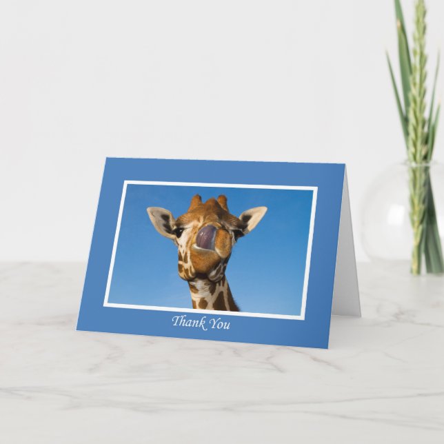Danke, Funny Giraffe Card Dankeskarte (Vorderseite)