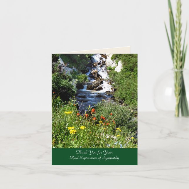 Danke für Beileid, Wasserfall mit Wildblumen (Vorderseite)