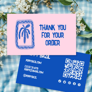 Danke für Bestell-Social-Icons-QR-Code Palme Visitenkarte