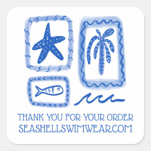 DANKE FÜR BESTELLUNG Cute Beach Sea INDIVIDUELL Quadratischer Aufkleber