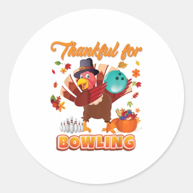 Danke für Bowling Erntedank Türkei spielen Runder Aufkleber (Vorderseite)