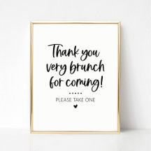 Danke für das Kommen Brunch Party Favor Zeichen