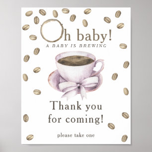 Danke für das Kommen zur Schleife-und-Kaffee-Baby- Poster