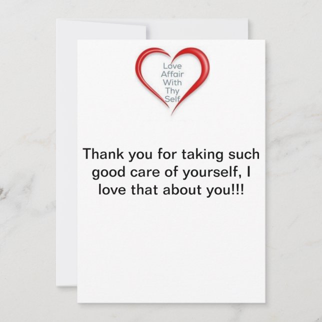 Danke für das Kümmern von  um selbst, Karte (Vorderseite)