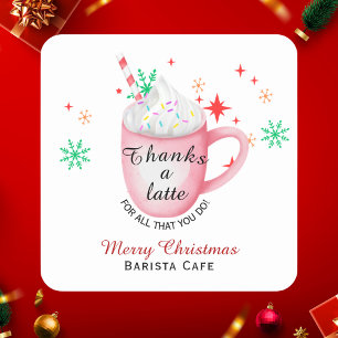 Danke für das Logo des Weihnachtskaffees Quadratischer Aufkleber
