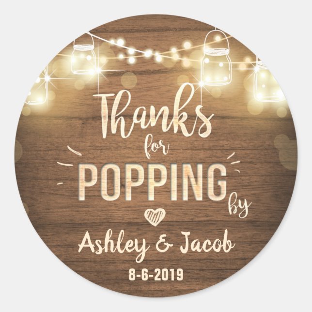 Danke für das Poppen von rustikalen Holzleuchten G Runder Aufkleber (Vorderseite)