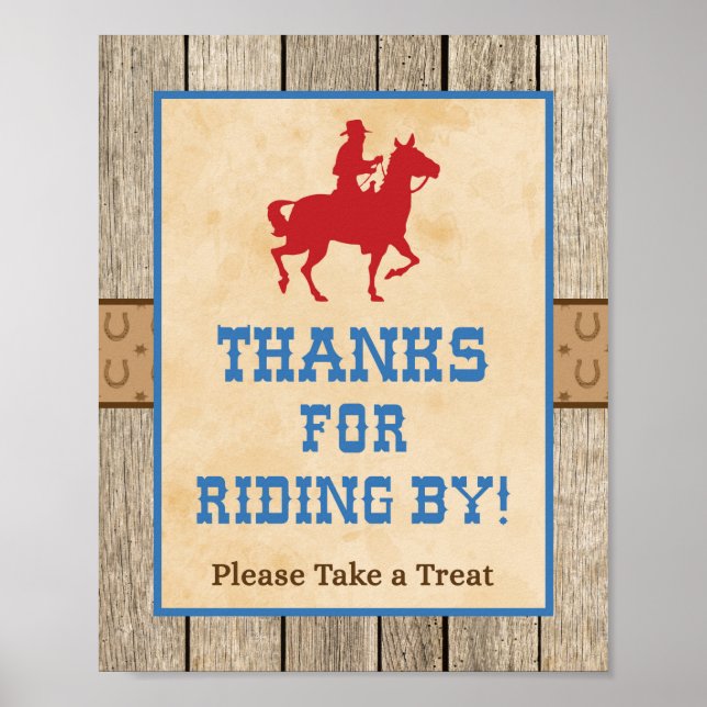 Danke für das Reiten von Cowboy Western Sign Poster (Vorne)