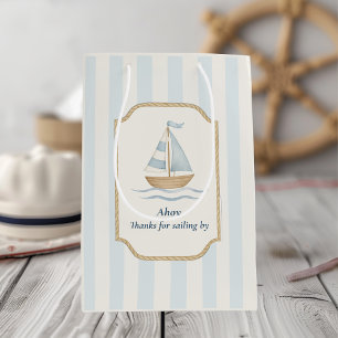 Danke für das Segelby Pastel Blue Sailboat Mittlere Geschenktüte