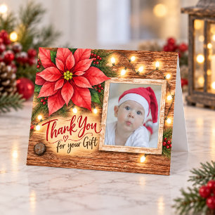 Danke für das Weihnachtsgeschenk Rustikale Rote Po Feiertagskarte