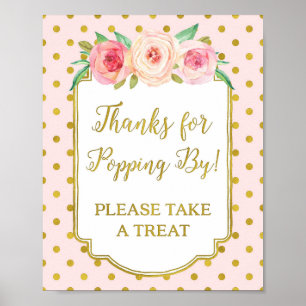 Danke für Deinen Besuch Schild mit rosa-goldenen P