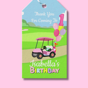 Danke für den 1. Geburtstag Polka Dot Pink Mädchen Geschenkanhänger