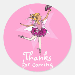 Danke für den Besuch der Ballarina Mädchen Geburts Runder Aufkleber