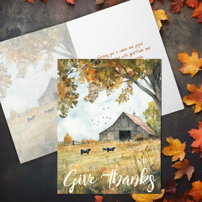 Danke für den charmanten rustikalen Erntedank Karte (Give Thanks Charming Rustic Farm Thanksgiving Card)