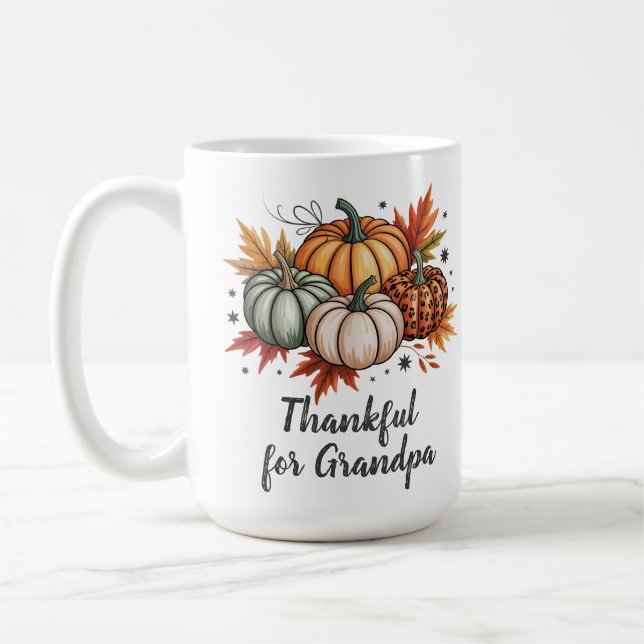 Danke für den Großvater Erntedank Pumpkins Kaffeetasse (Links)