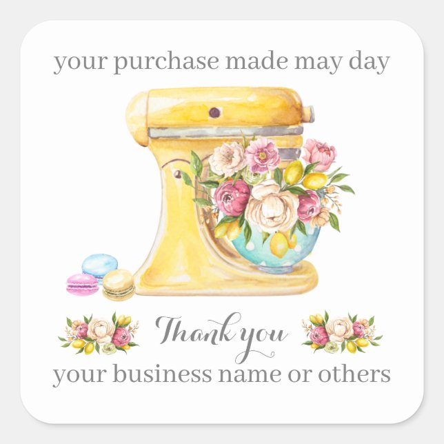 Danke für den Kauf, kleine Bäckerei Geschäft. Quadratischer Aufkleber (Vorderseite)