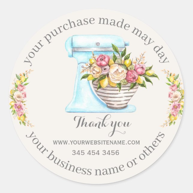 Danke für den Kauf, kleine Bäckerei Geschäft. Runder Aufkleber (Vorderseite)