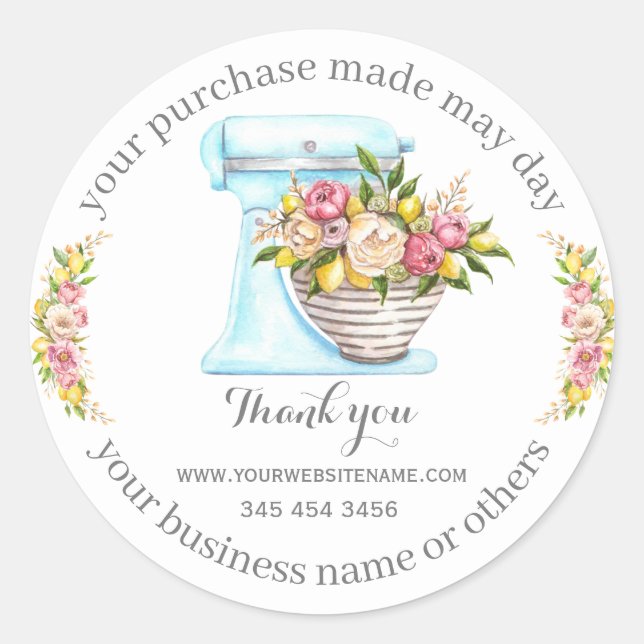 Danke für den Kauf, kleine Bäckerei Geschäft. Runder Aufkleber (Vorderseite)