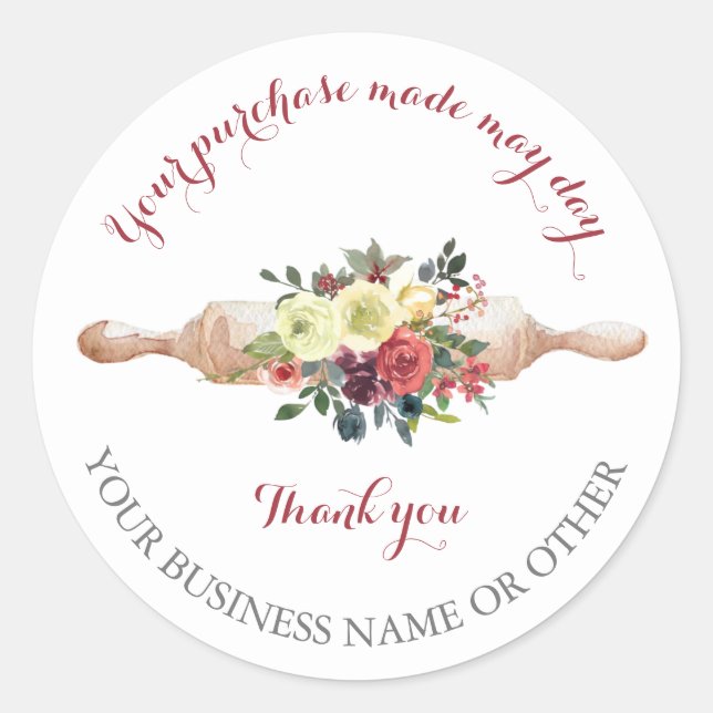 Danke für den Kauf, kleine Bäckerei Geschäft. Runder Aufkleber (Vorderseite)