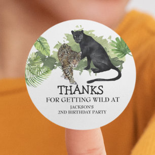 Danke für den wilden Geburtstag Leopard Panther  Runder Aufkleber