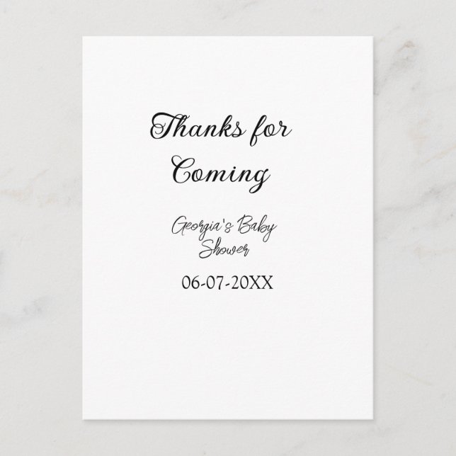 Danke für die Ankunft der Babydusche moderne einfa Postkarte (Vorderseite)