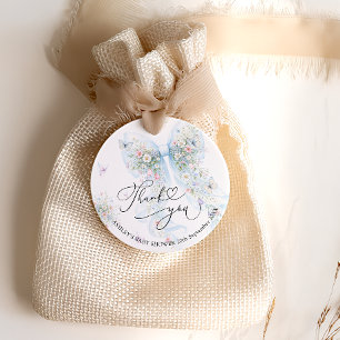 Danke für die Baby-Party mit Blaue Schleife Wildbl Geschenkanhänger