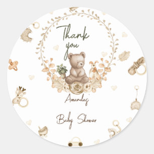 Danke für die Baby Shower Bär Runder Aufkleber