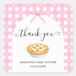 Danke für die Babyparty - Rosa Coquette Pie Quadratischer Aufkleber