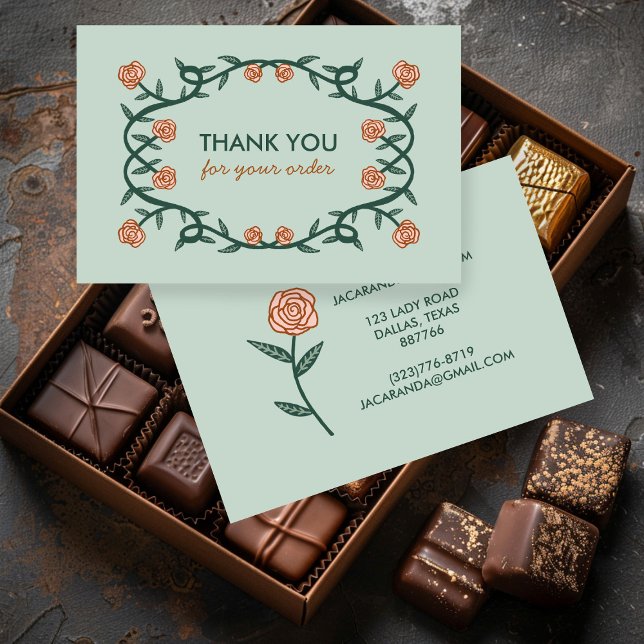 DANKE für die Bestellung Chic Elegante Rose Rahmen Visitenkarte (THANK YOU for ORDER Chic Elegant Rose Frame Floral Business Card
)