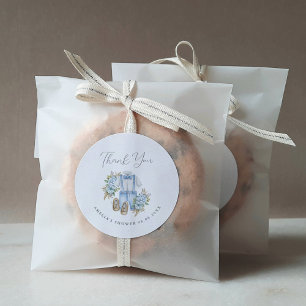 Danke für die Boho-Floral-Baby-Party für den klein Runder Aufkleber
