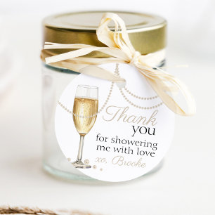 Danke für die elegante Bridal Shower Pearls Prosec Geschenkanhänger