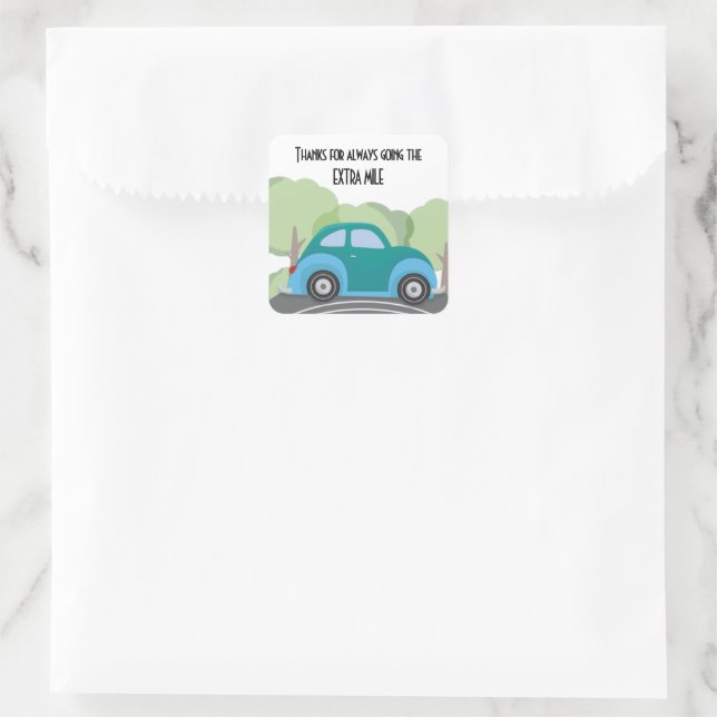 Danke für die Extra-Mile Quadratischer Aufkleber (Tasche)