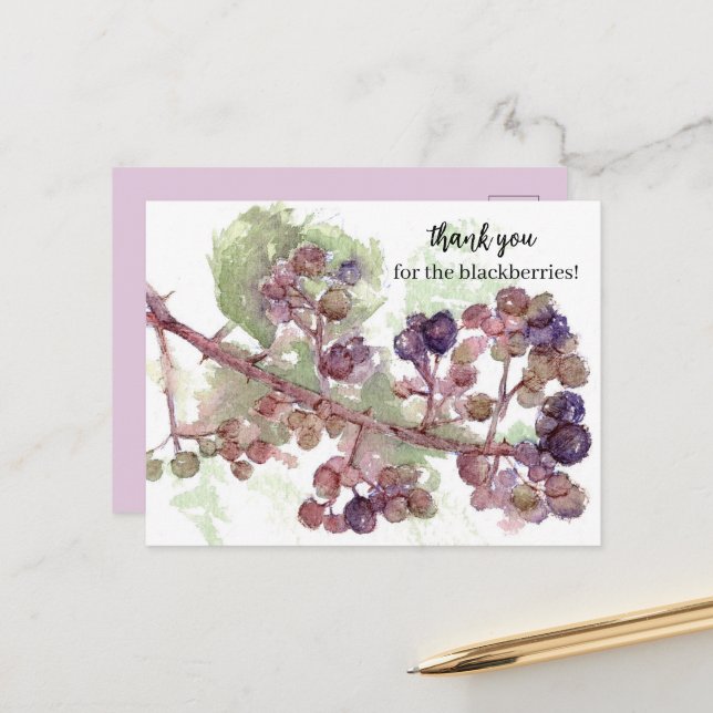 Danke für die Gartenfrüchte Brombeeren Obst Postkarte (Vorderseite/Rückseite Beispiel)