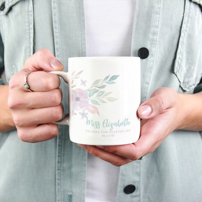 Danke für die Hilfe bei der Bloom-Tasse Kaffeetasse (Show your gratitude with this watercolor floral, "Thanks for helping me bloom" mug! )