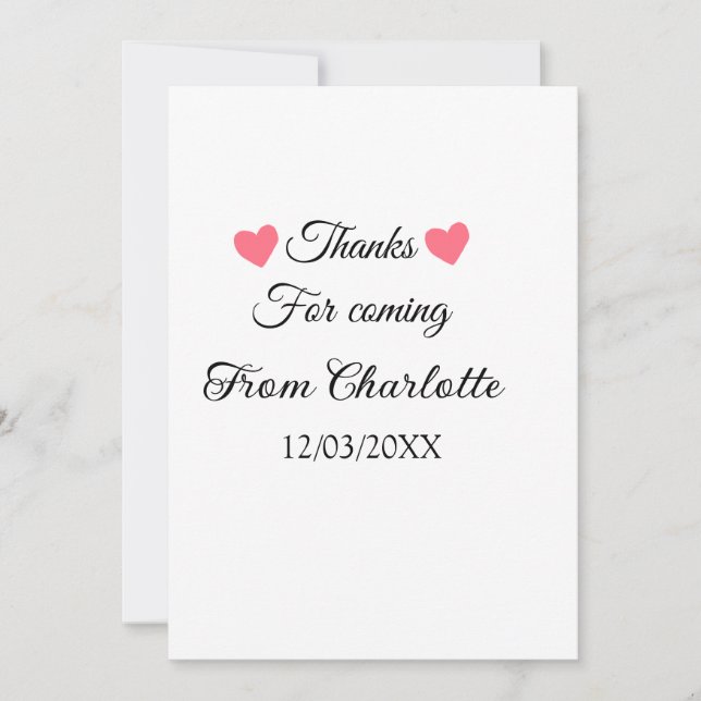 Danke für die kommende Nachricht mit Namen Einladung (Vorderseite)