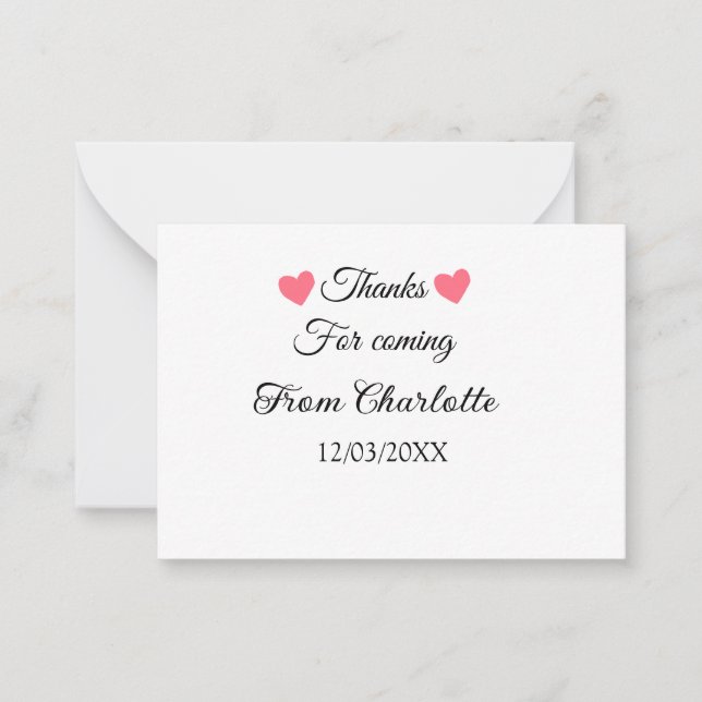 Danke für die kommende Nachricht mit Namen Mitteilungskarte (Vorderseite)