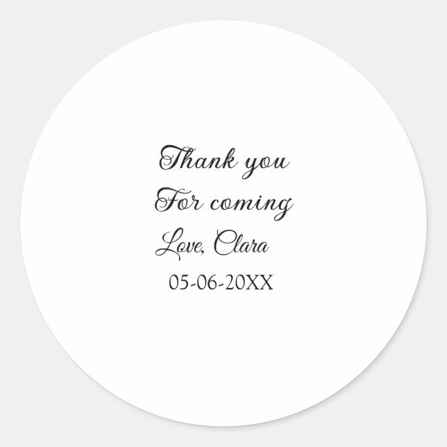 Danke für die kommende Nachricht mit Namen Runder Aufkleber (Vorderseite)