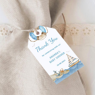 Danke für die maritime Babyparty für Jungen Geschenkanhänger