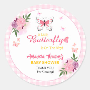 Danke für die rosa kleine Schmetterlings-Baby-Part Runder Aufkleber