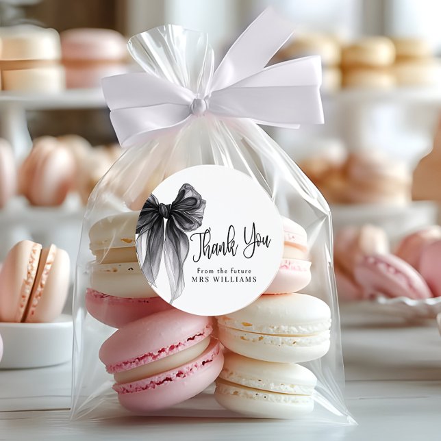 Danke für die Schwarze Schleife zur Brautparty Runder Aufkleber (Von Creator hochgeladen)