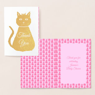 Danke für die süße rosa Babykatze-Mädchen-Babypart Folienkarte