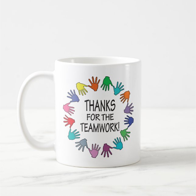 Danke für die Teamarbeit Hände Würdigung  Kaffeetasse (Links)