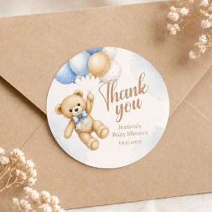 Danke für die Teddybär-Baby-Party Runder Aufkleber
