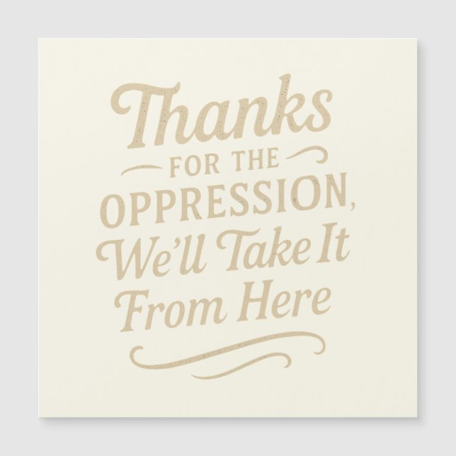 Danke für die Unterdrückung, die Gleichstellungsma Magnetkarte (Vorderseite)