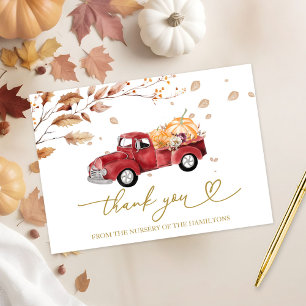 Danke für die Vintage-LKW-Herbst-Baby-Party Einladung