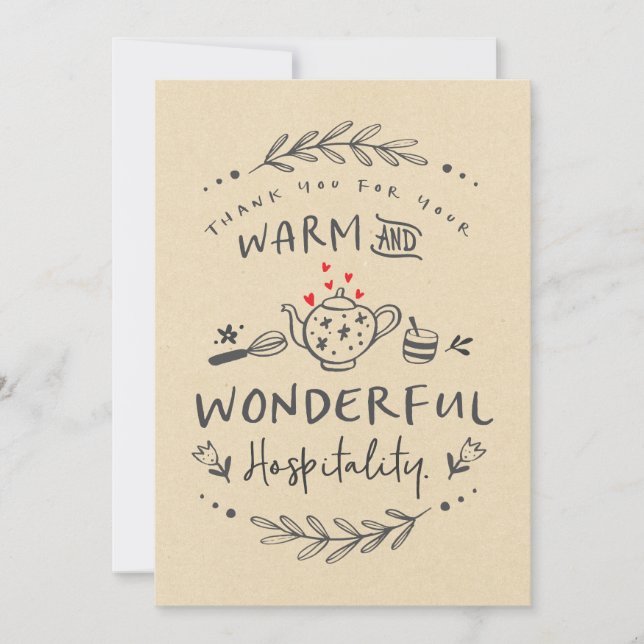 Danke für die warme und herrliche Gastfreundschaft Karte (Vorderseite)